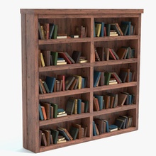 old bookshelf abrams ancient antique books cabinet classic collection creations fantasy furnishings furniture game historic library lower model novel poly ready shelf shelving storage vintage 3d print model - Mito3D