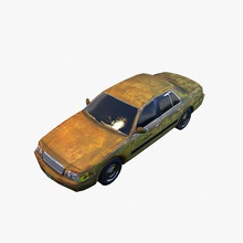 vecchia auto taxi low poly 3d apocaliptic createddd gioco gen più in basso modello avanti vecchio pbr pbs poli post pronto realtime berlina il ue4 unità veicolo 3d print model - Mito3D