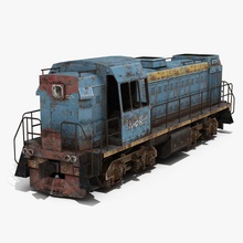 alte Lokomotive 3dmmo Motor Spiel Industrie Lok niedrigere Maschine Modell alt poly Eisenbahn bereit Russland gerostet Zug transport Fahrzeug 3d print model - Mito3D