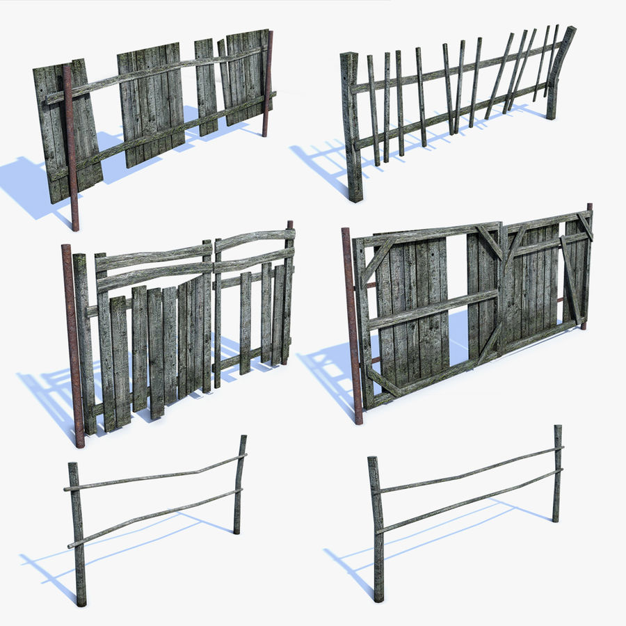 alte Dorf-Zäune festgelegt 3dmmo Architektur Inhalt Land Elemente - Umgebungen fantasy farm Zaun Spiel niedrigere mittelalterliche Modell Objekt alt poly Russland set Straße Dorf Holz 3D print model - Mito3D