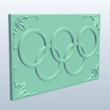 olympicrings plaque v2 olympic rings sports figures equipment printable lowpoly 3d print model - Mito3D