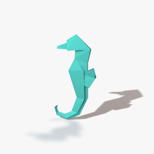 origami seahorse animal asian chinese collection fish horse japanese jpwood78 kirigami model ocean oriental ornament paper sea stationary wildlife zoo 3d print model - Mito3D