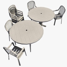 outdoors plastic chair table set 01 addition armchair decoration furnishings furniture game lower model normal outdoor poly v gillot white yard 3d print model - Mito3D