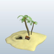 palm tree treasure chest v1 plants wildlife printable lowpoly 3d print model - Mito3D
