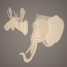 kağıt hayvan başları binaryray Yönetim Kurulu karton sevgili fil baş maches model duvar 3d print model - Mito3D