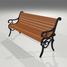 park bench wood cast iron antique chair decorative exterior furnishings furniture model outdoors parking phantomliving seat 3d print model - Mito3D