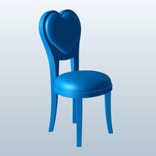 parlor chair heartshaped back v1 heart furniture printable lowpoly 3d print model - Mito3D