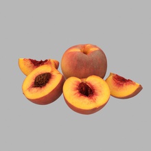 les pêches de la collection aliments frais fruits max modèle peach photoreal réel réaliste realstuff3d numérisation vray 3d print model - Mito3D