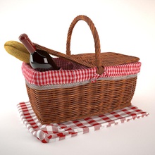 picnic basket bloo3d bottle bread container decor decorative food kitchen model outdoor relax shop spring storage wicker wine 3d print model - Mito3D