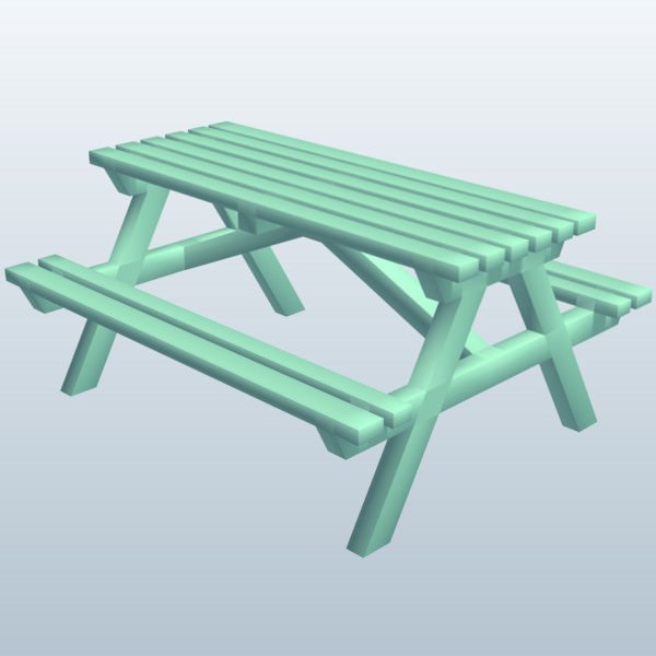 picnictable v2 piquenique tabela ao ar livre printable lowpoly 3D print model - Mito3D