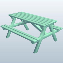 picnictable v2 pic-nic tabella all'aperto stampabile lowpoly 3d print model - Mito3D