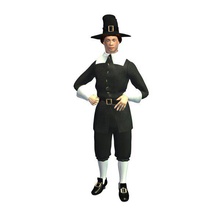 pilgrim male v2 colonial people printable lowpoly 3d print model - Mito3D