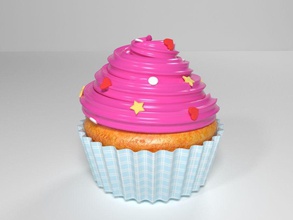 pink cupcake gebacken wird Bäckerei Kuchen candy chogall Creme Tag Essen junkfood Liebe Modell muffin rosa romantisch s Stern süß ungesunde valentine 3d print model - Mito3D