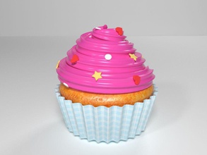 cor-de-rosa de cupcake cozido padaria bolo doces chogall creme o dia alimentos junkfood amor modelo muffin romântico s estrela insalubre valentine 3d print model - Mito3D