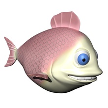 rosa pesce personaggio animale cartone animato carattere modello morph qe3d rig fiume scale mare obiettivi acqua 3d print model - Mito3D