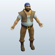 pirate shipmate muscular v1 people printable lowpoly 3d print model - Mito3D