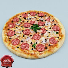pizza v1 3d molier 3ds bistro box bread c4d cheese cooked dinner eat fast food italian lunch max mb model party pasta paste pepper restaurant salami tomato vray 3d print model - Mito3D