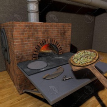 pizza em forno de lenha cena 3dmodelerrrrr acessório o detalhe alimentos italiano material modelo pizzaria realista restaurante quarto textura madeira 3d print model - Mito3D