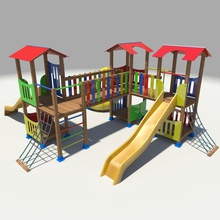 playground architecture child elements fun game gym happy joy jungle kid ladder model outdoor parking playing playland raulpicardo rope sliding sport toy urban wood 3d print model - Mito3D