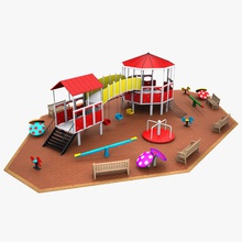 playground 3d 3degestar architecture child collection elements equipment fun ground gym kid max model mushroom outdoor parking playing set sport toy 3d print model - Mito3D