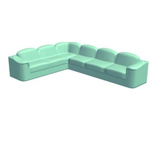 felpa sofá seccional v3 de la sección transversal muebles imprimible lowpoly 3d print model - Mito3D