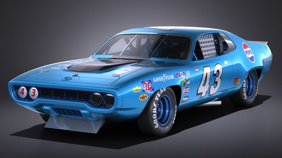 plymouth roadrunner nascar richard petty 1971 1972 1973 1974 american antique car daytona famous model pettys race sport squir usa v8 vehicle winner 3D print model - Mito3D