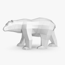 urso polar papercraft 3d animais de papelão artesanato decoração o design dobramento interior inferior modelo papel pepakura poli esculpir escultura troféu desdobrar-se unry 3d print model - Mito3D