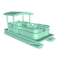 pontoonboat v1 ponton bateau les navires seacraft imprimable lowpoly 3d print model - Mito3D