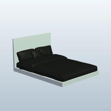 cama queen size folhas pretas branco v1 rainha tamanho a o preto móveis printable lowpoly 3d print model - Mito3D