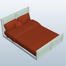 cama queen size pimentão folhas brancas v1 rainha tamanho a o branco móveis printable lowpoly 3d print model - Mito3D