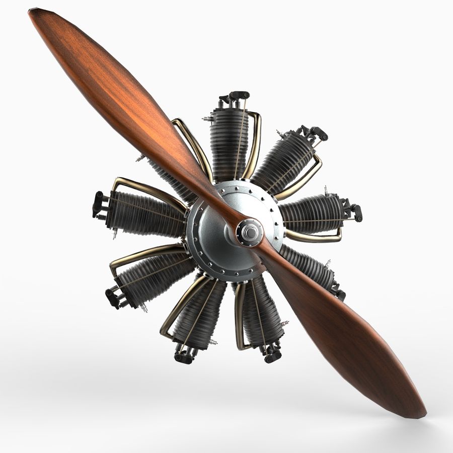 radial engine aircraft airplane cylinder parts perspectx plane rotary vintage war world 3D print model - Mito3D