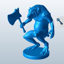 rat beastman machado de batalha v2 mítico criaturas printable lowpoly míticas 3d print model - Mito3D