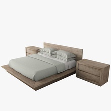 reclaimed russian oak platform bed bedclothes bedroom blanket cabinet denisdovbaka fabric furnishings furniture hardware model nightstand pillow realistic reclaim restoration wood 3d print model - Mito3D