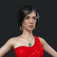 red dress girl rigged abramov anatomy biped body character clothes female figure hair head hipoly human lady map model normal people realistic render rig sexy woman yaroslav 3d print model - Mito3D
