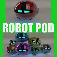 red robot pod v2 cyber cybernetic fi fly laser mech mecha model probe richenks robotic sci shipping spacecraft spaceship tech transport ufo weapon 3d print model - Mito3D