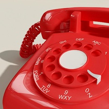telefono rosso cell cellulare comunicazione cavo di alimentazione quadrante dorador elettronico l'elettronica udito vecchio red retrò il rotary wap 3d print model - Mito3D