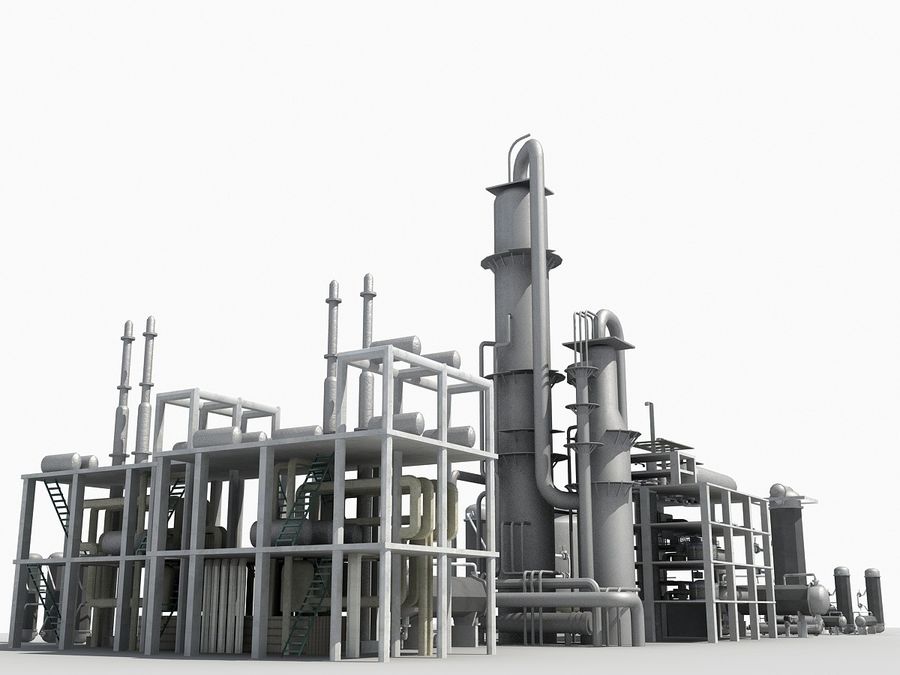 refinery unit 09 architecture cary cg chemistry cityscape engineer equipment factory framework industrial model piping plant power processing refinement scene structure tank technology tower 3D print model - Mito3D