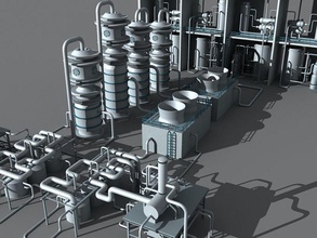 la raffinerie de l'unité 6 chimique électrique l'énergie usine gaz industrielle l'industrie des terres modèle le nucléaire pétrole petro l'essence tuyauterie l'usine puissance rig station ytjmodels 3d print model - Mito3D