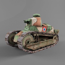 renault ft zırh ordu topçu savaş kuvvet ağır daha düşük lowpoly askeri model poly tank ulaşım araç silah dünya II İkinci Dünya Savaşı xxxgaurangaxxx 3d print model - Mito3D