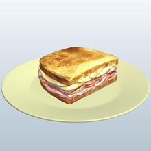 reuben sandwich plate v2 food printable lowpoly 3d print model - Mito3D