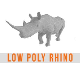 rhino low poly rinoceronte lowpoly 3dextra africano animais activos perigoso jogo inferior mamífero modelo poli tusk unidade irreal vray jardim zoológico 3d print model - Mito3D