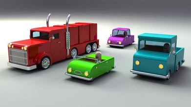 rigged toy vehicles big car cartoon convertible goods heavy lorry loshivich model pickup rig truck vehicle 3d print model - Mito3D