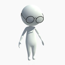 truccato di bianco personaggio dei cartoni animati cartone animato carattere umana modello rig stock turtlecrab 3d print model - Mito3D