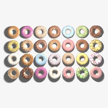 ring doughnuts baked bakery banana biscuit cake cartoon chocolate collection donut doughnut food frosted ice jpwood78 market mints model party police pudding shop strawberry sweet vanilla 3d print model - Mito3D