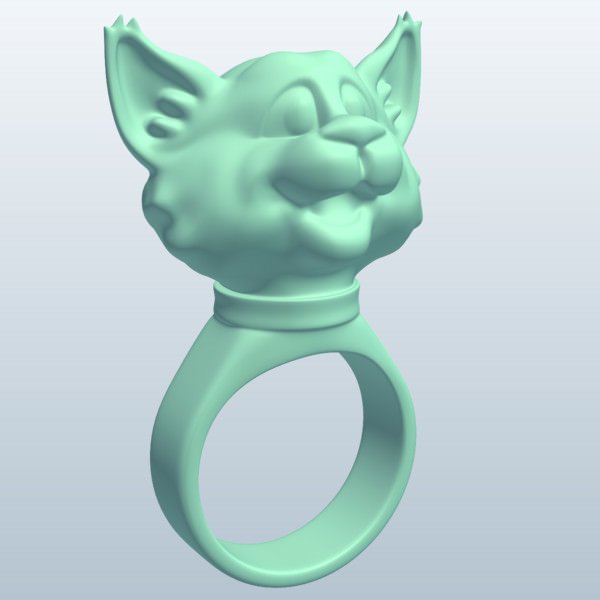 ring kittyhead v1 kitten head jewelry printable lowpoly 3D print model - Mito3D