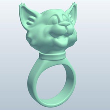 bague kittyhead v1 chaton tête de l'anneau bijoux imprimable lowpoly 3d print model - Mito3D