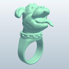 anillo de cachorro cabeza v1 la joyería imprimible lowpoly 3d print model - Mito3D