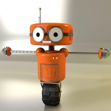 01 robot karakter dairesel elektronik model multimedya turuncu rulo scifi basit zw 3d print model - Mito3D