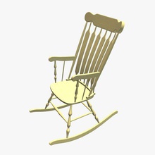 rocking chair v1 wooden furniture printable lowpoly 3d print model - Mito3D