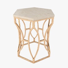 roja antique gold leaf cream marble hexagonal side table 3d 3dready contemporary design funky furnishings furniture luxury model modern photo realistic siding stun 3d print model - Mito3D